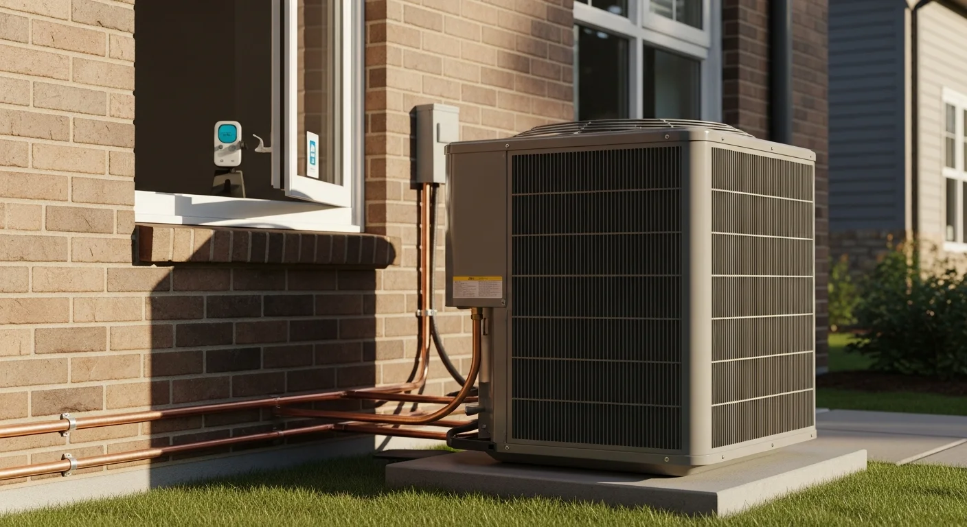 New air conditioning and heating system installation on residential property